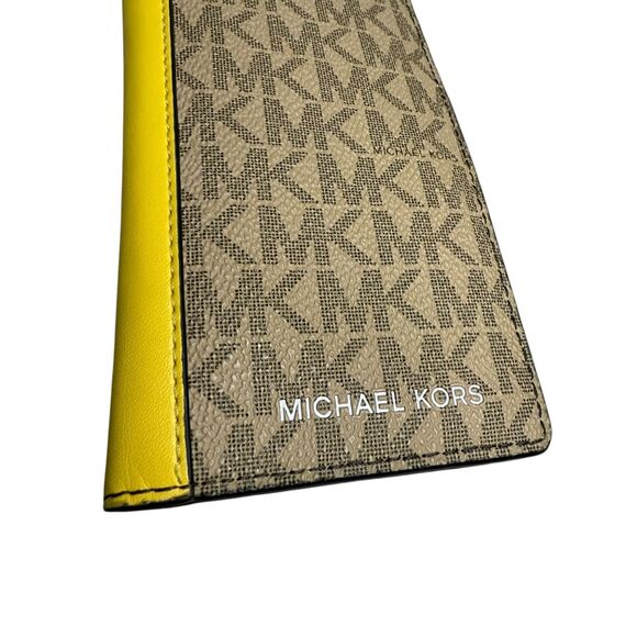 MICHAEL KORS Men’s Cooper Signature Logo Bi-Fold Wallet Canvas Daisy Yellow - Picture 3 of 6